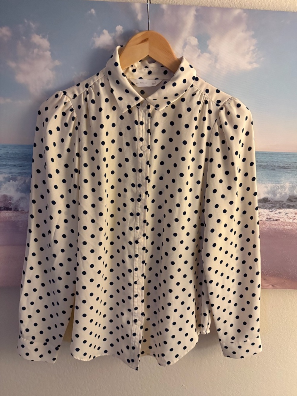 Lauren Conrad Polka Dot Blouse XS | Classic Button-Up Top
